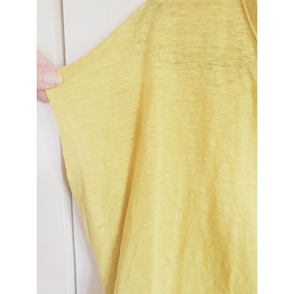 Rachel‎ Zoe L 100% Linen Tee Women's Size Large Yellow Colorful Top V Neck SS - Picture 5 of 5